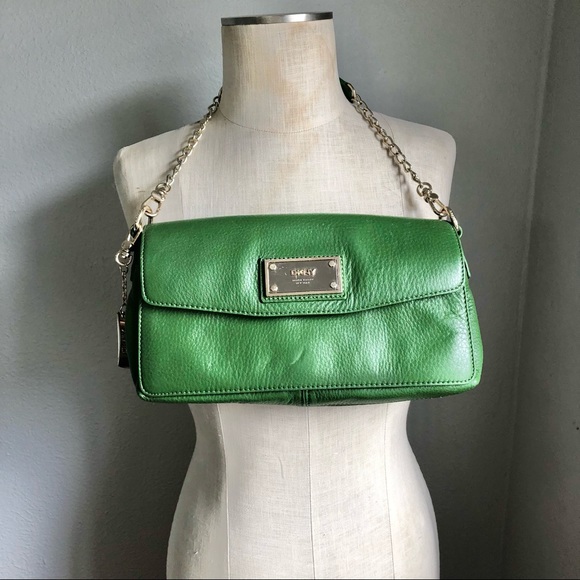 DKNY Leather Shoulder Double Flap Clutch Bag - Picture 2 of 7